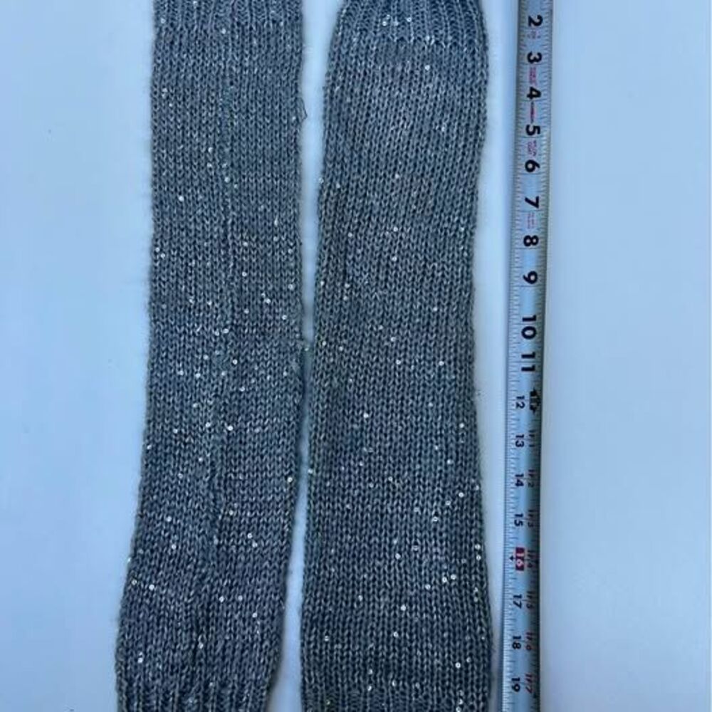 Grey Knit Sequin Leg Warmers